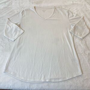 Seg'ments V Neck 3/4 Sleeve White Top Size XL
